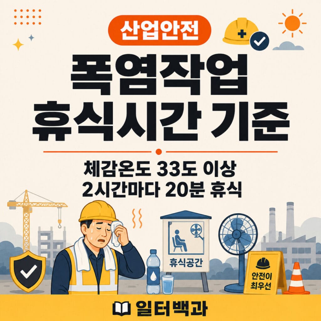 폭염 작업 시 체감온도 33도 이상 2시간마다 20분 휴식 기준