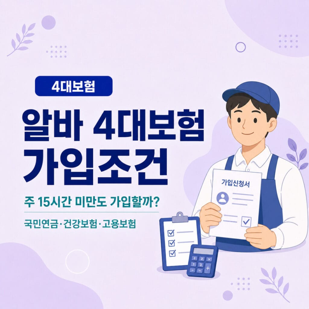 알바 4대보험 가입조건, 주15시간 4대보험 가입 설명 그림