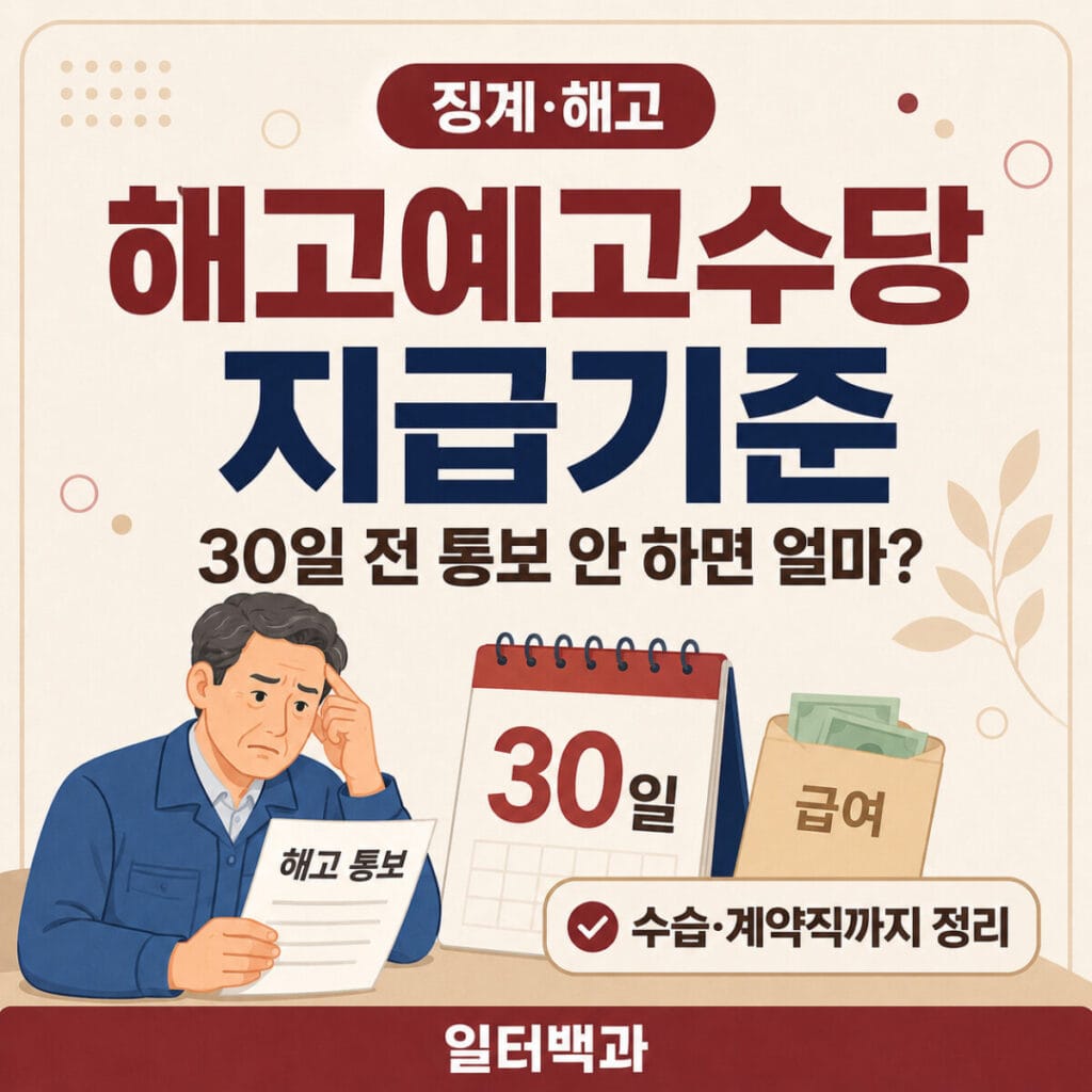 해고예고수당 지급기준, 30일 전 통보, 해고 효력요건 관련 일터백과 글 썸네일