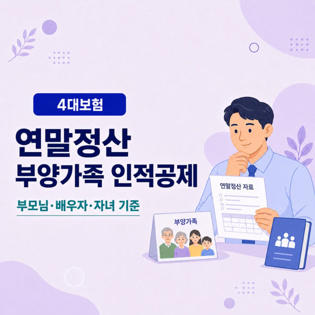 연말정산 부양가족 인적공제의 부모님 배우자 자녀 소득·나이 기준을 설명하는 일터백과 썸네일