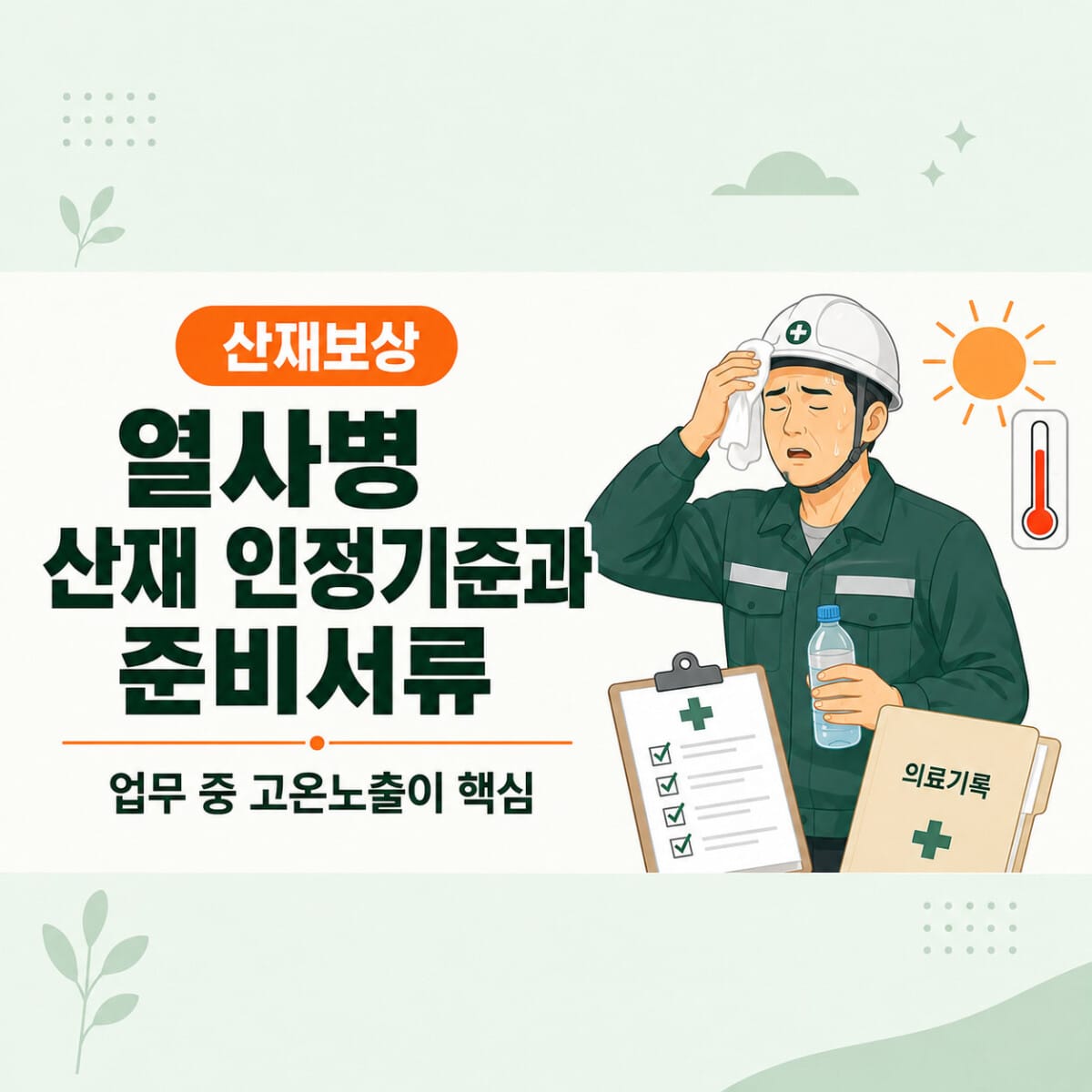 폭염 작업 중 발생한 열사병 산재 인정기준과 준비서류
