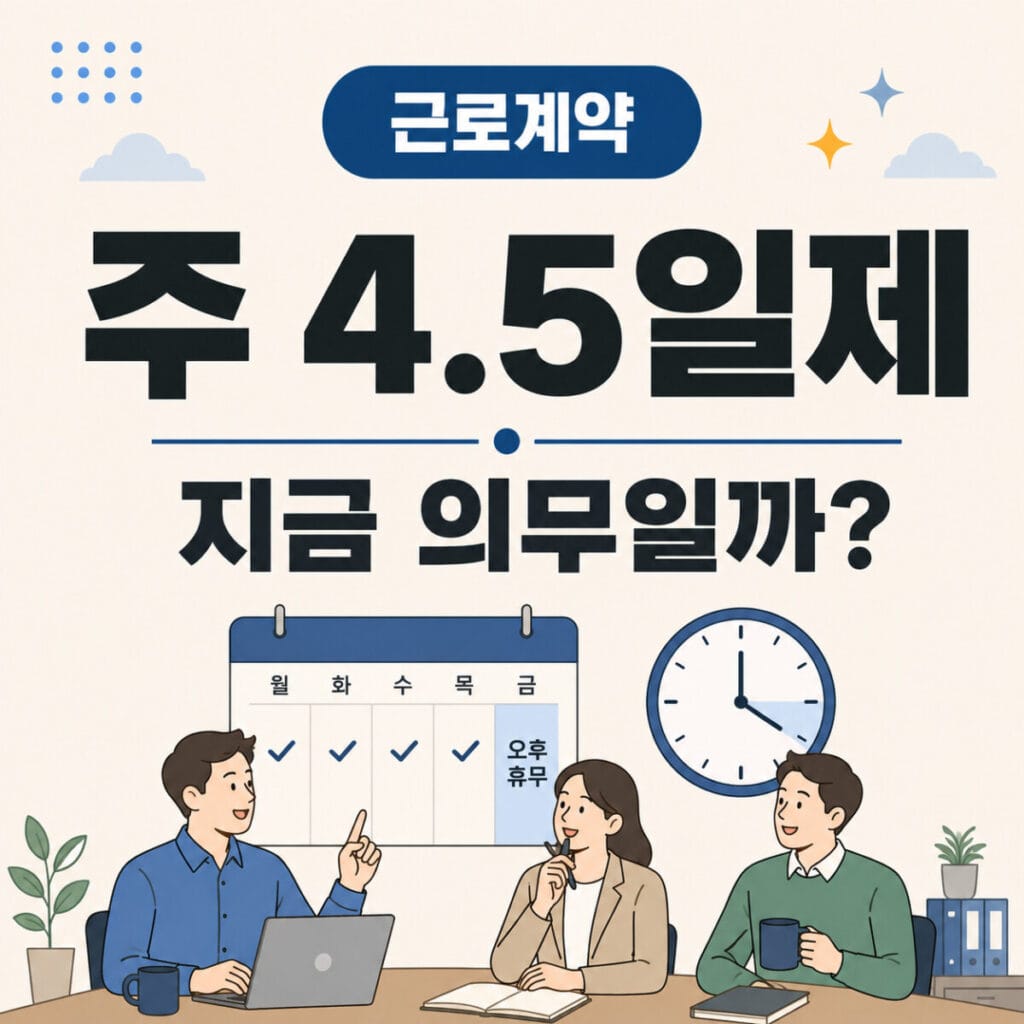 2026년 주 4.5일제 의무화 여부와 근로시간 월급 기준