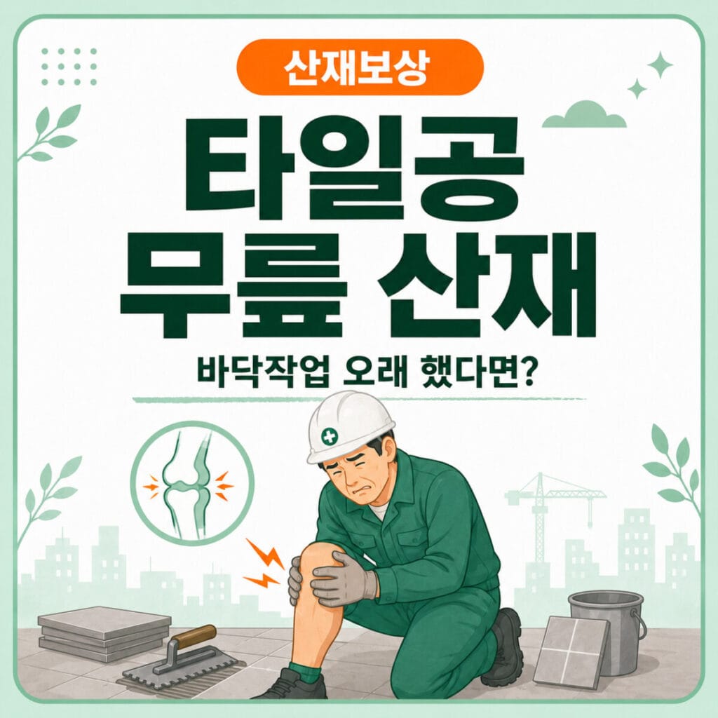 바닥 타일 시공을 위해 쪼그려 앉거나 무릎을 꿇고 작업하는 타일공의 무릎 골관절염 산재 인정기준