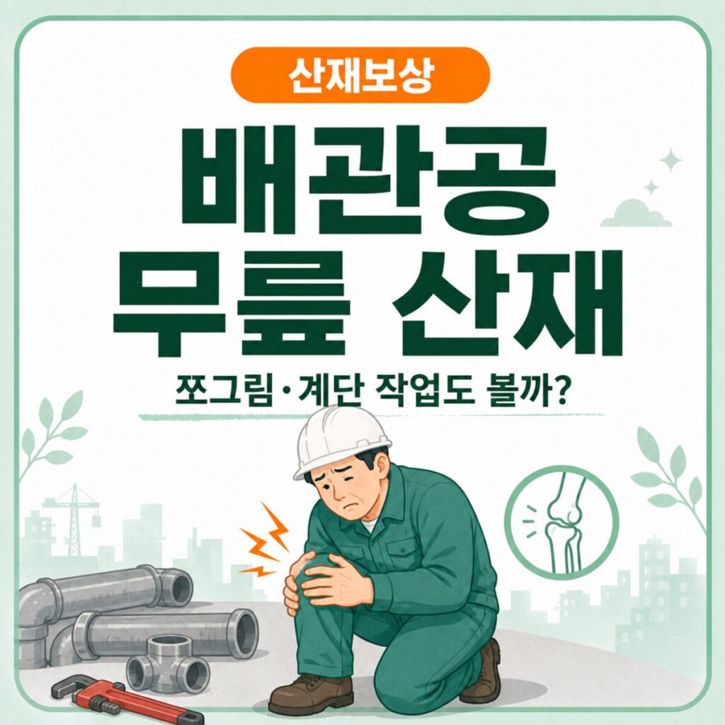 쪼그려 배관을 설치하고 계단과 사다리를 반복 이동하는 배관공의 무릎 골관절염 산재 인정기준