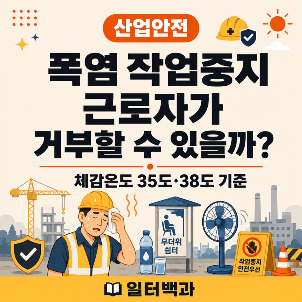 폭염 작업중지와 근로자 작업중지권 체감온도 35도 38도 기준