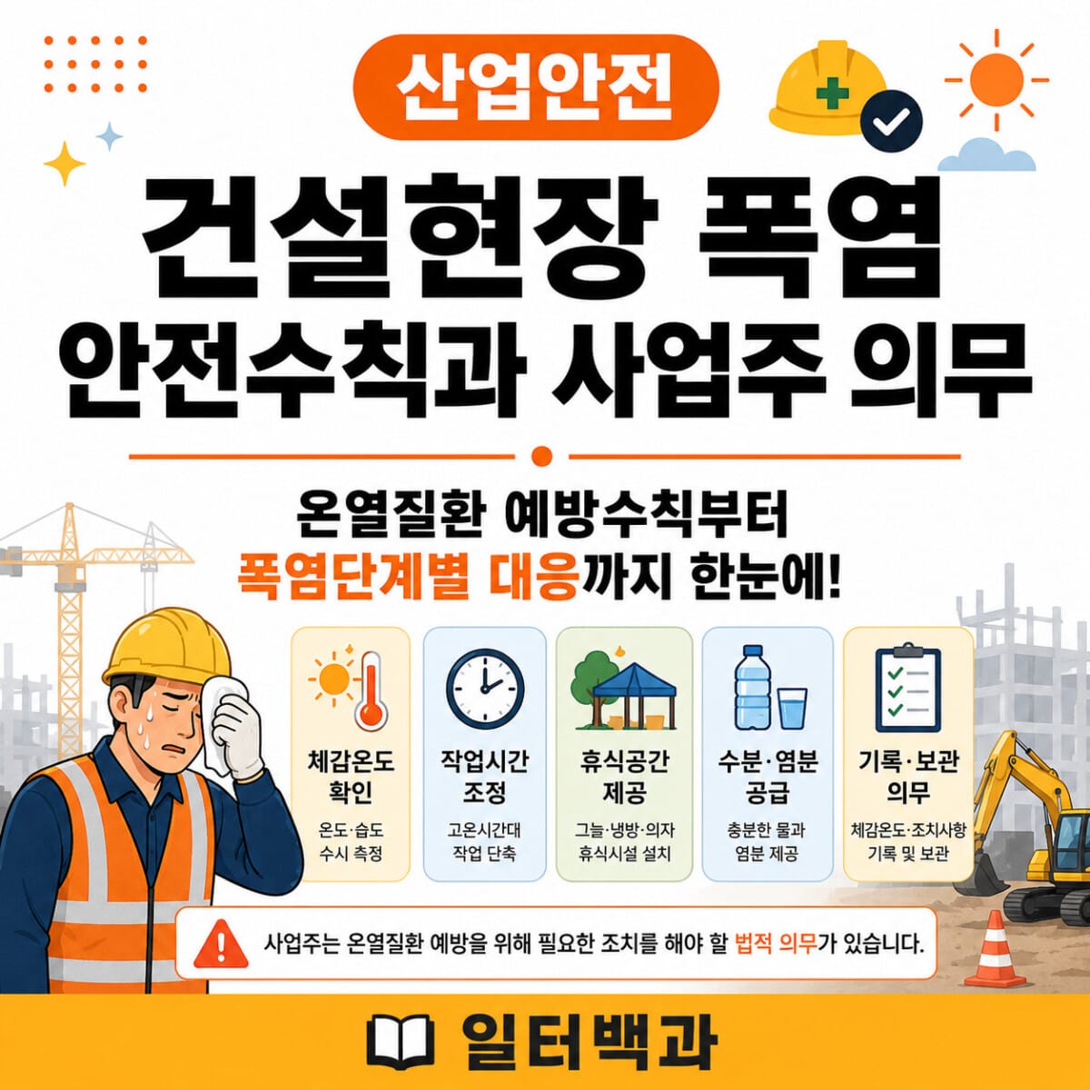 건설현장 폭염 안전수칙과 사업주의 온열질환 예방 의무