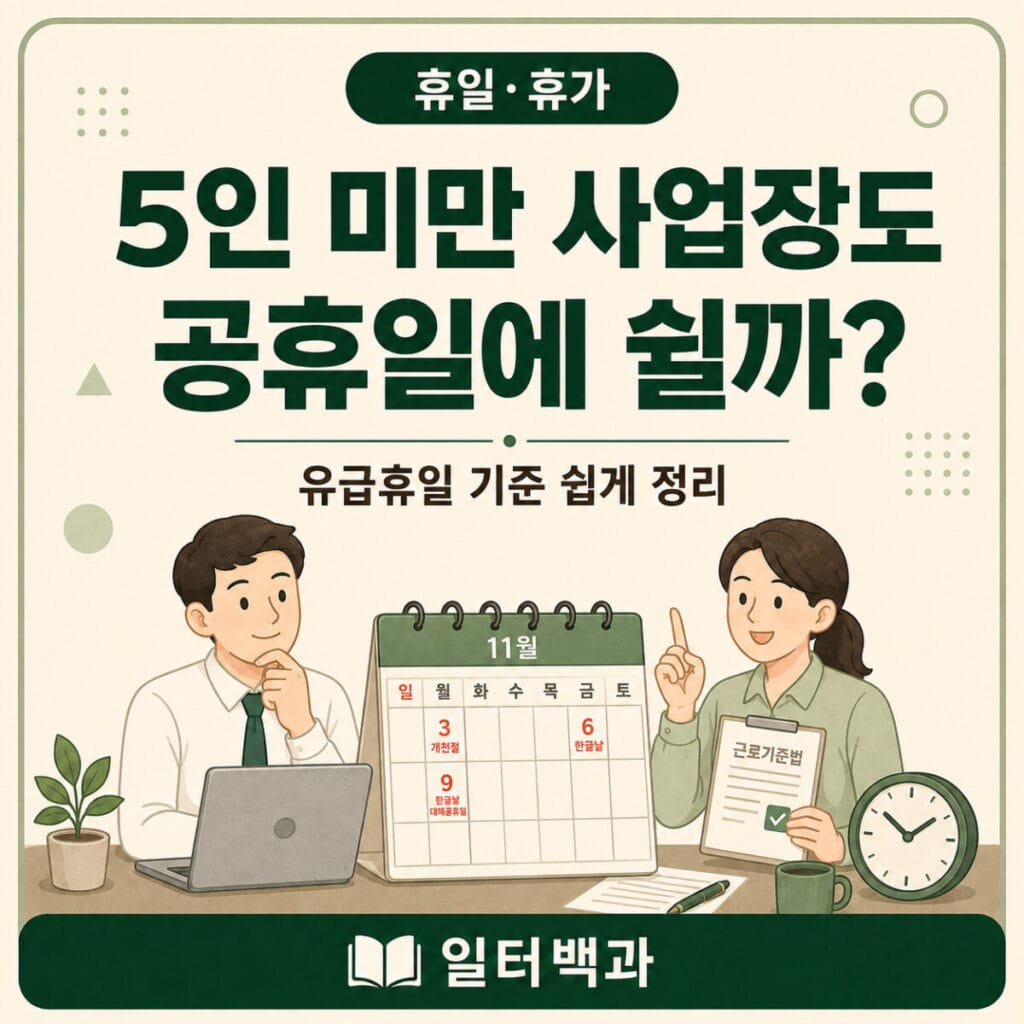 5인 미만 사업장의 공휴일 유급휴일과 추석 대체공휴일 노동절 적용기준
