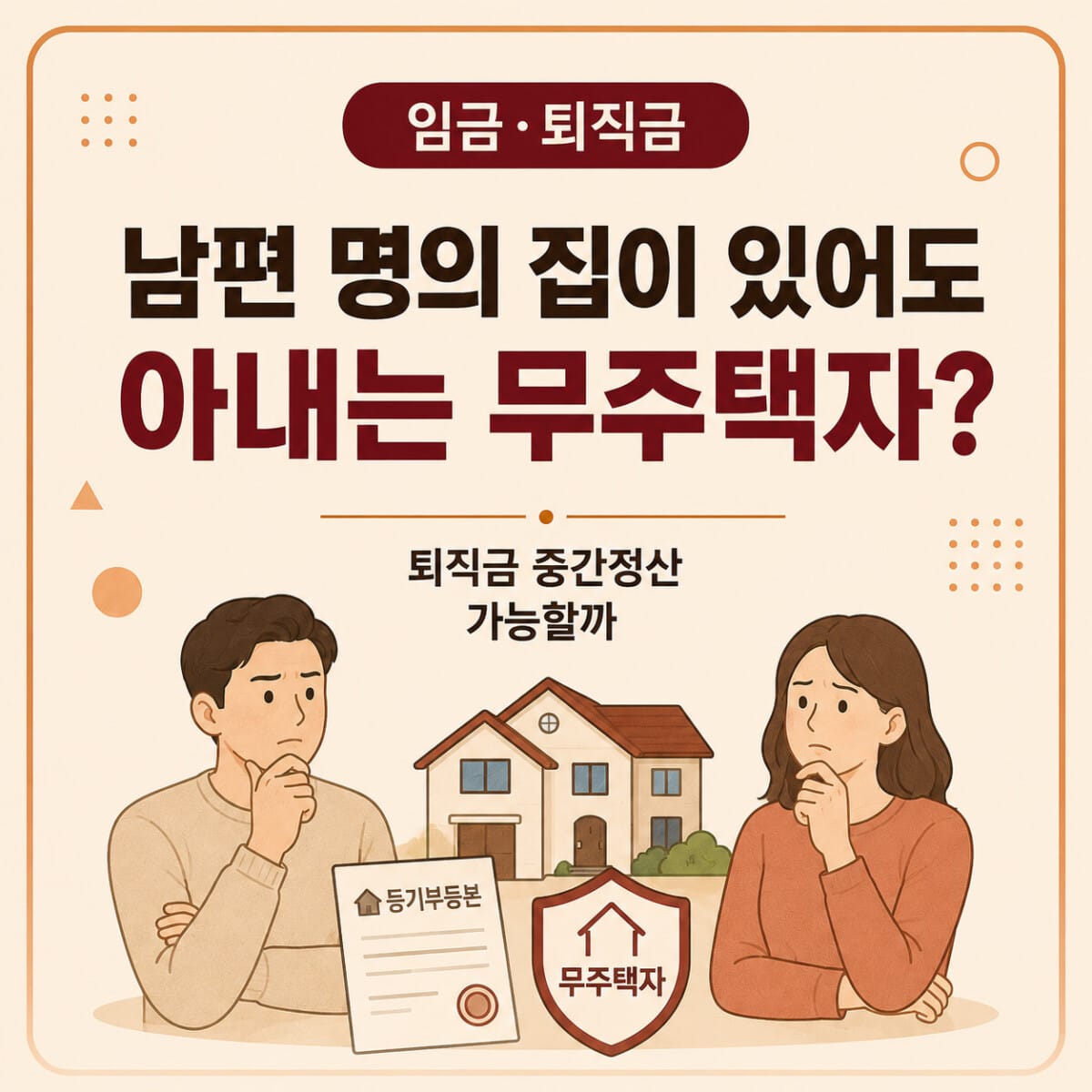 배우자 명의 주택이 있는 근로자의 퇴직금 중간정산 무주택자 판단 기준