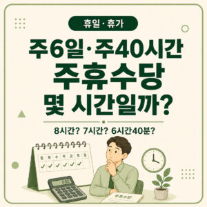 주6일 주40시간 근로자의 주휴수당 8시간 7시간 6시간40분 계산기준 비교